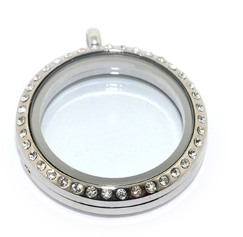 Strass medaillon memory locket kristal.